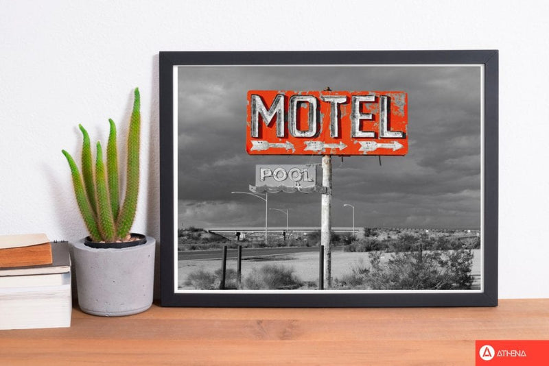 Red motel sign modern fine art print