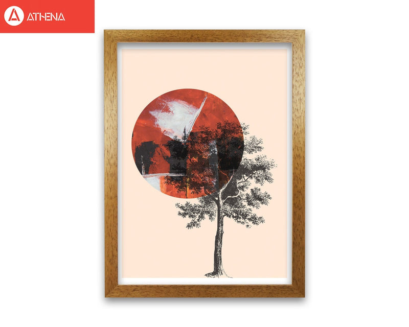 Red sun and tree abstract modern fine art print