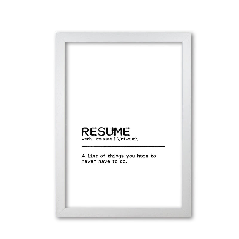 Resume list definition quote fine art print by orara studio