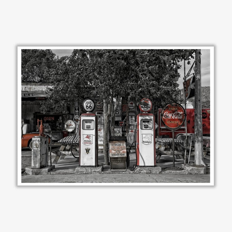 Retro black and red gas pumps modern fine art print