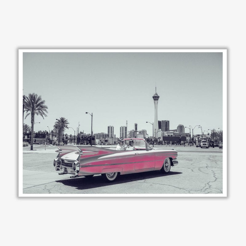Retro pink car modern fine art print