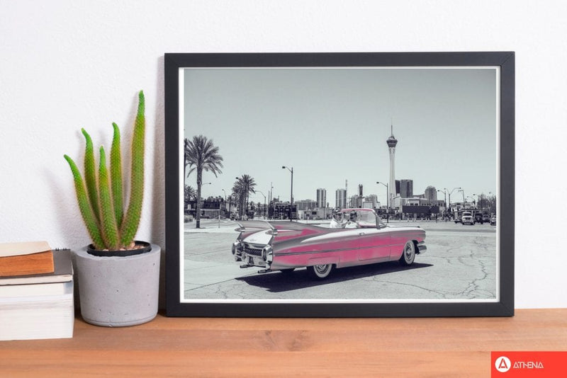 Retro pink car modern fine art print