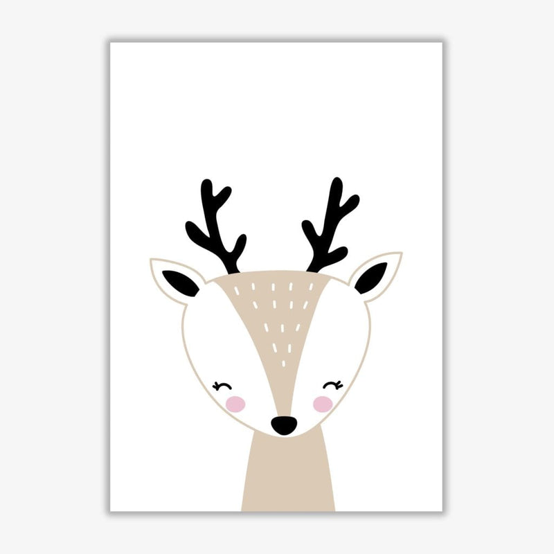 Scandi beige deer modern fine art print, framed childrens nursey wall art poster
