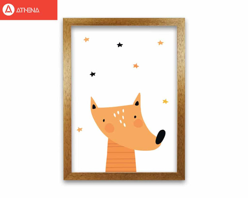 Scandi fox modern fine art print, framed childrens nursey wall art poster