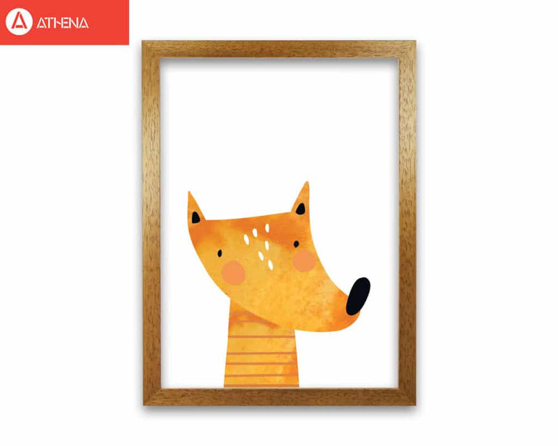 Scandi fox watercolour modern fine art print, framed childrens nursey wall art poster