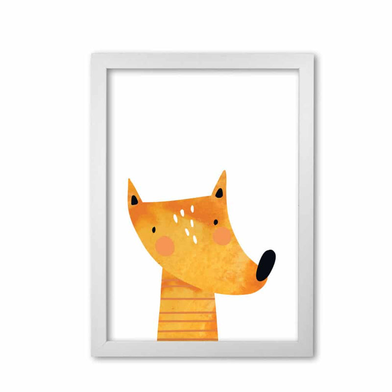 Scandi fox watercolour modern fine art print, framed childrens nursey wall art poster