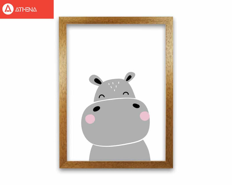 Scandi hippo modern fine art print, framed childrens nursey wall art poster