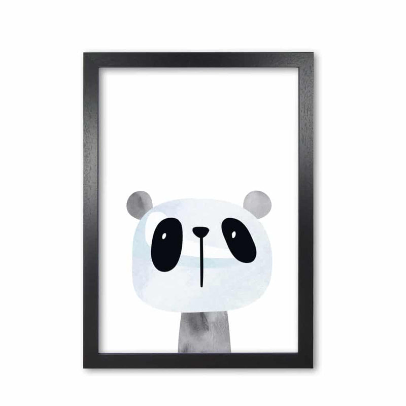 Scandi panda watercolour modern fine art print, framed childrens nursey wall art poster