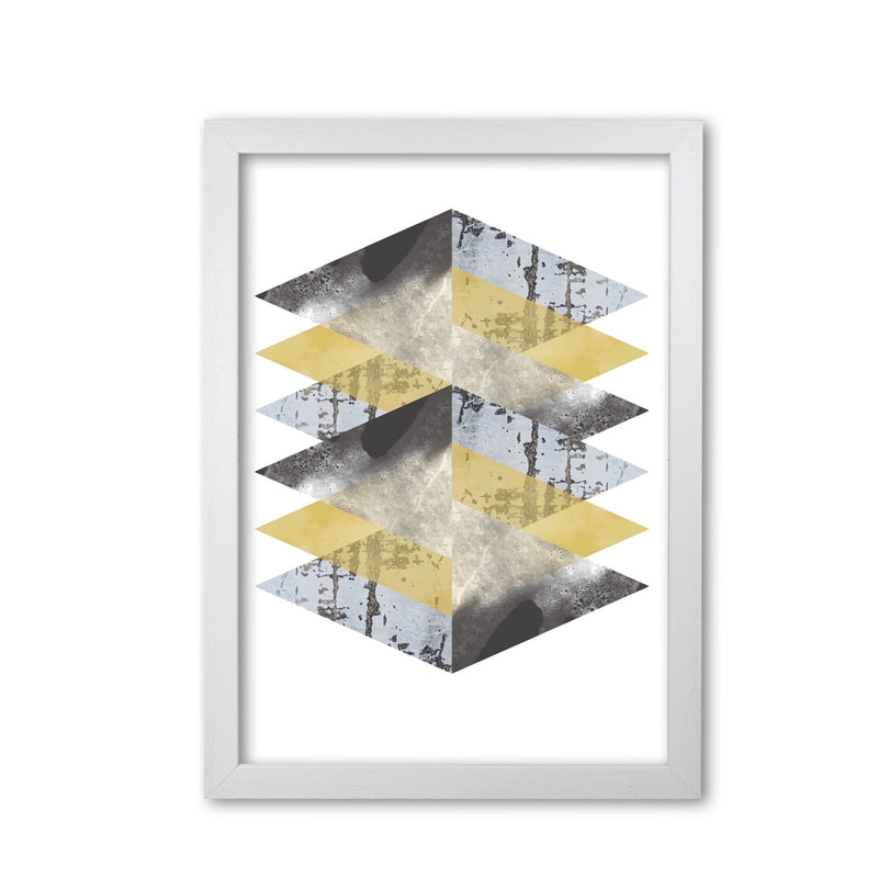Scuff, yellow and grey abstract triangles modern fine art print