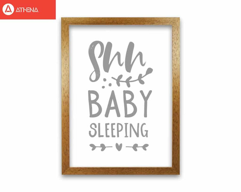 Shh baby sleeping grey modern fine art print, framed childrens nursey wall art poster