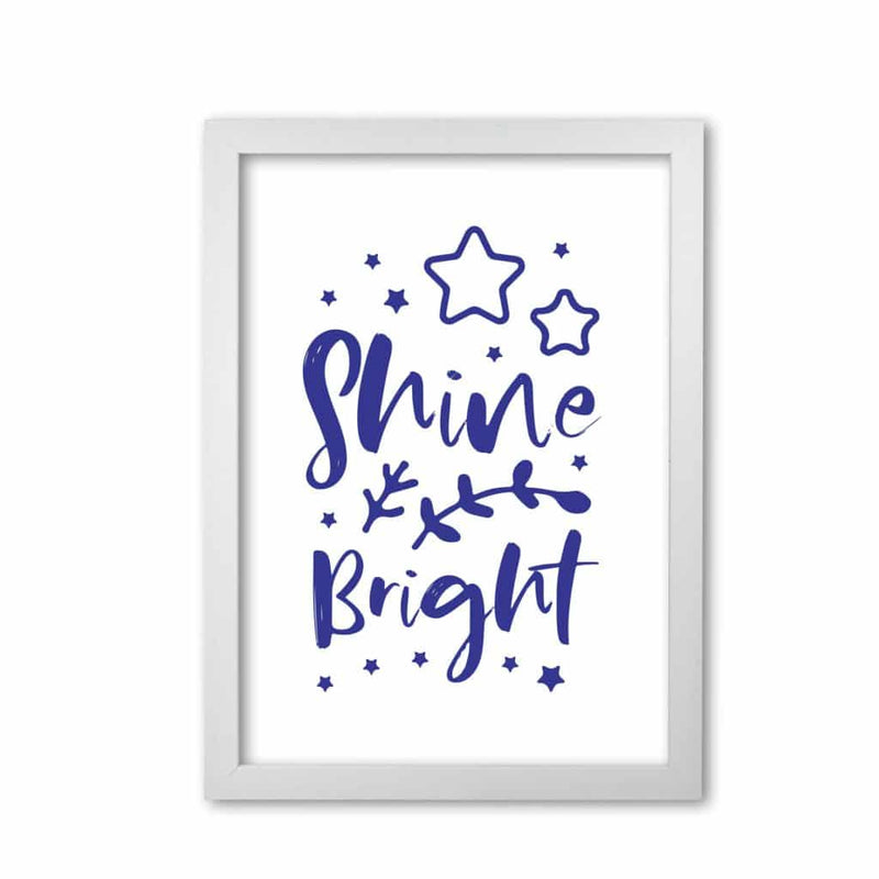 Shine bright navy modern fine art print, framed childrens nursey wall art poster