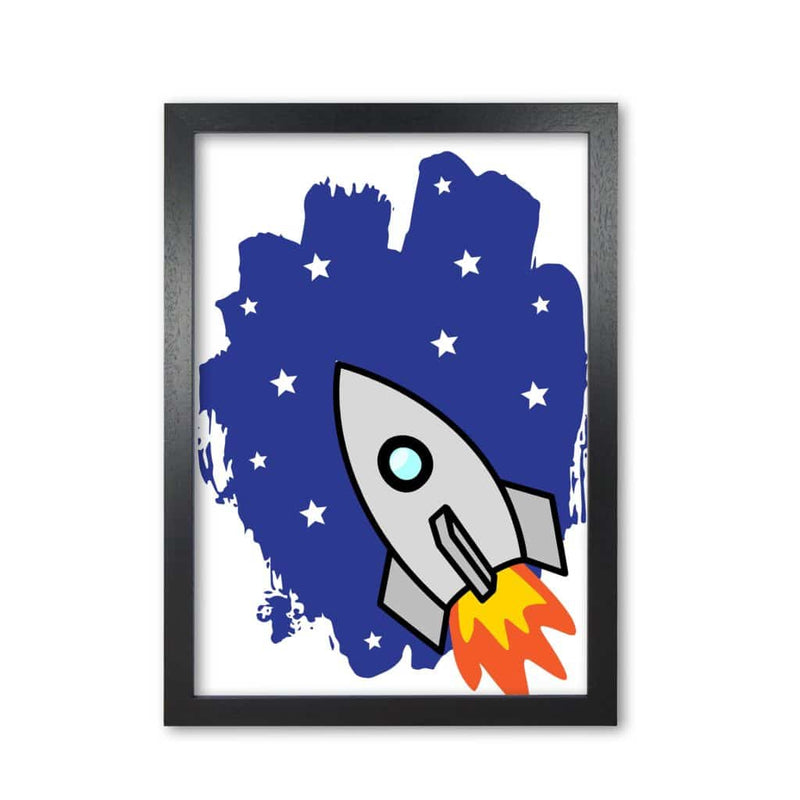 Space rocket modern fine art print, framed childrens nursey wall art poster