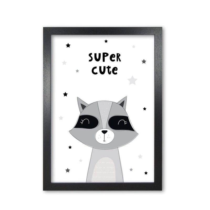 Super cute raccoon modern fine art print, framed childrens nursey wall art poster