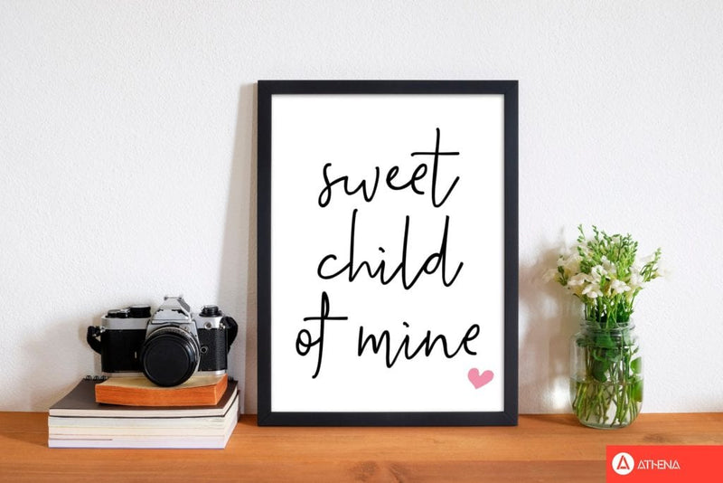 Sweet child of mine pink modern fine art print, framed childrens nursey wall art poster