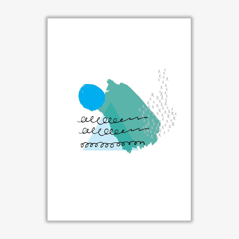 Teal and blue mountain sun abstract modern fine art print