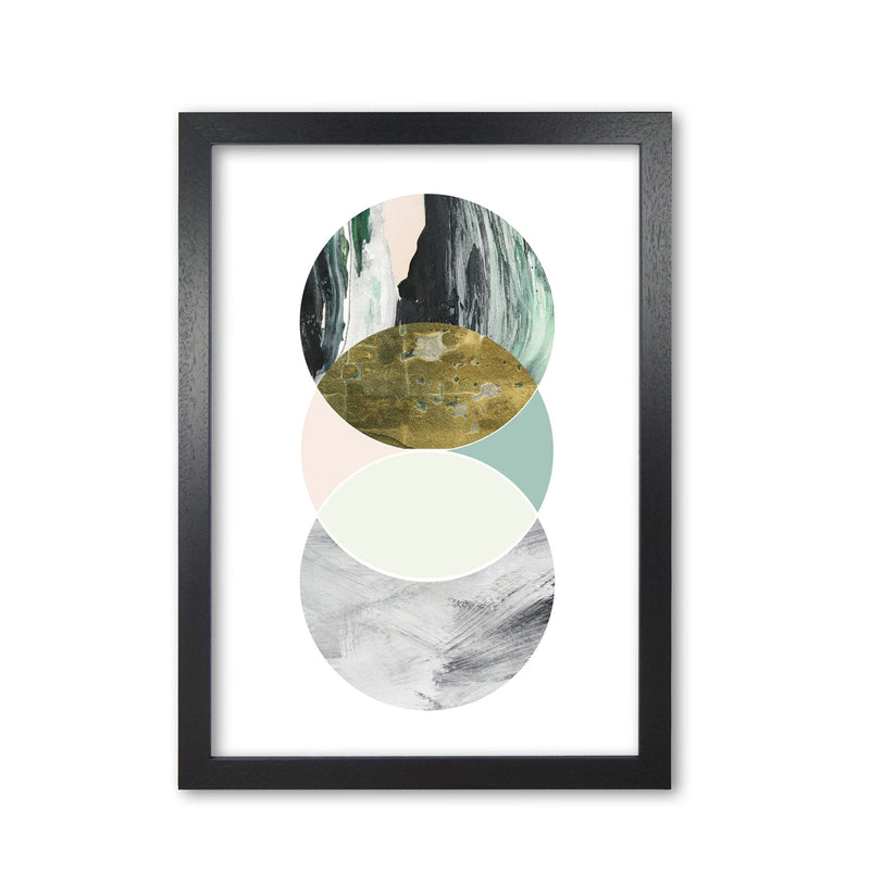 Textured peach, green and grey abstract circles modern fine art print