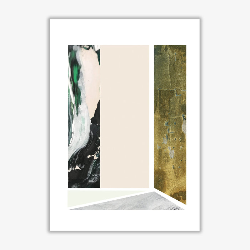Textured peach, green and grey abstract rectangle shapes modern fine art print