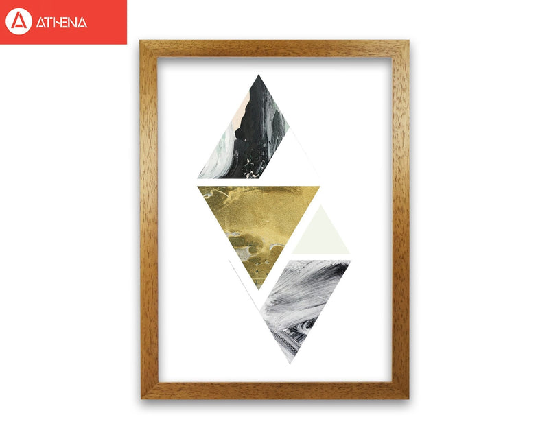 Textured peach, green and grey abstract triangles modern fine art print