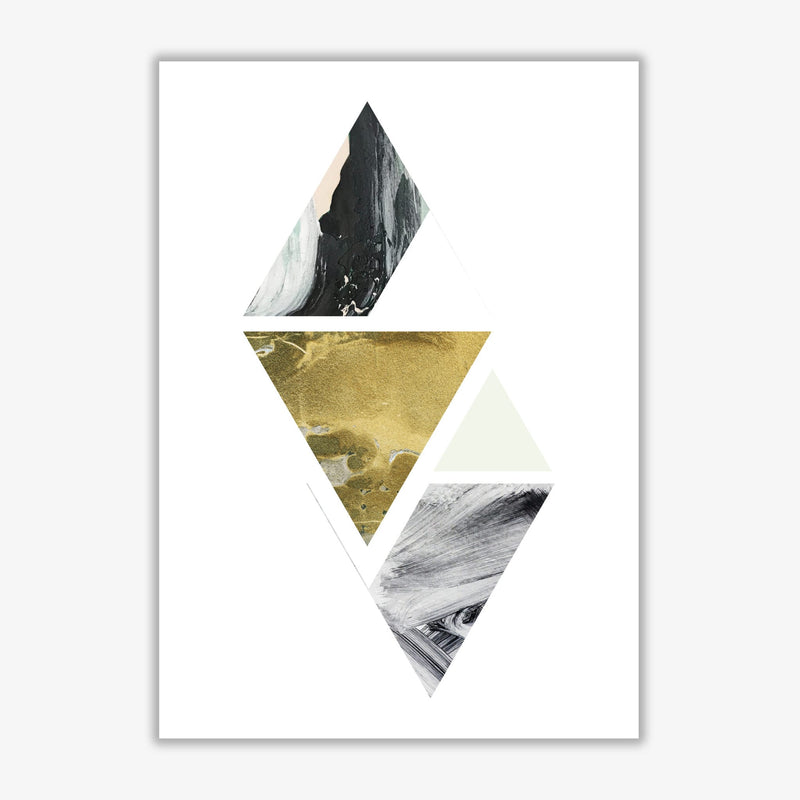 Textured peach, green and grey abstract triangles modern fine art print
