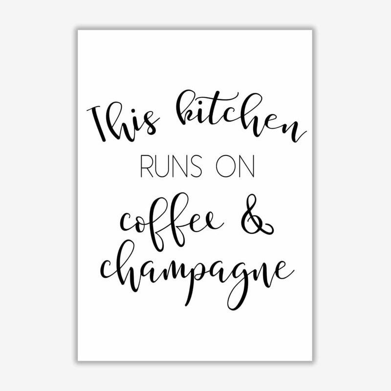 This kitchen runs on coffee and champagne modern fine art print, framed kitchen wall art