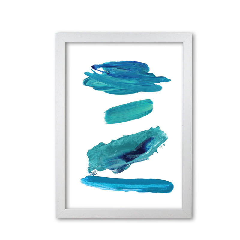 Turquoise abstract paint strokes modern fine art print