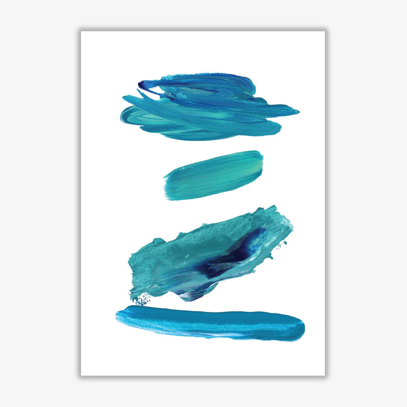 Turquoise abstract paint strokes modern fine art print