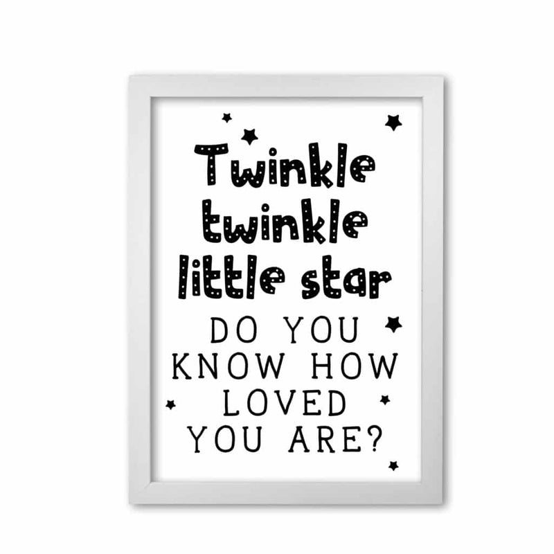 Twinkle twinkle little star black modern fine art print, framed childrens nursey wall art poster