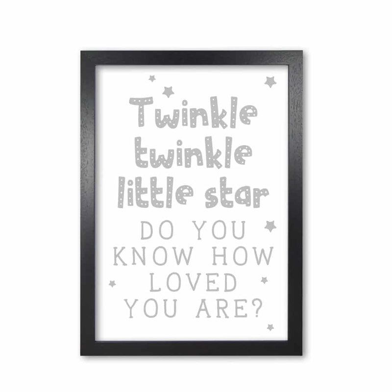 Twinkle twinkle little star grey modern fine art print, framed childrens nursey wall art poster
