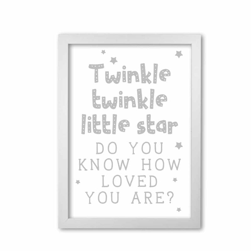Twinkle twinkle little star grey modern fine art print, framed childrens nursey wall art poster