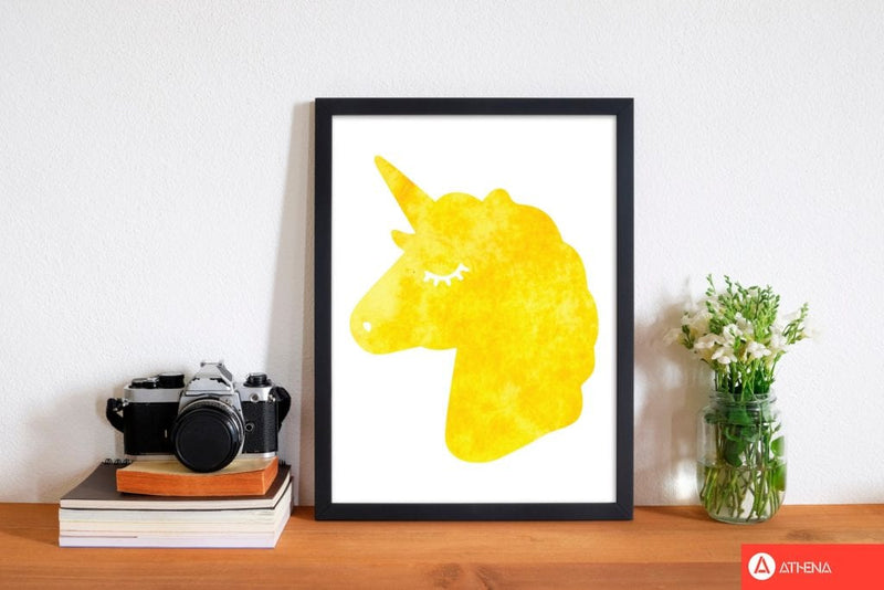 Unicorn yellow silhouette watercolour modern fine art print