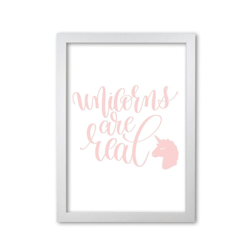 Unicorns are real pink modern fine art print, framed childrens nursey wall art poster