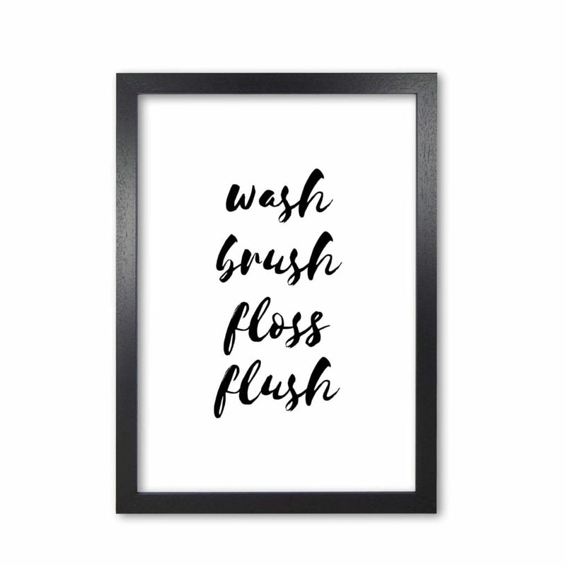 Wash brush floss flush, bathroom modern fine art print, framed bathroom wall art