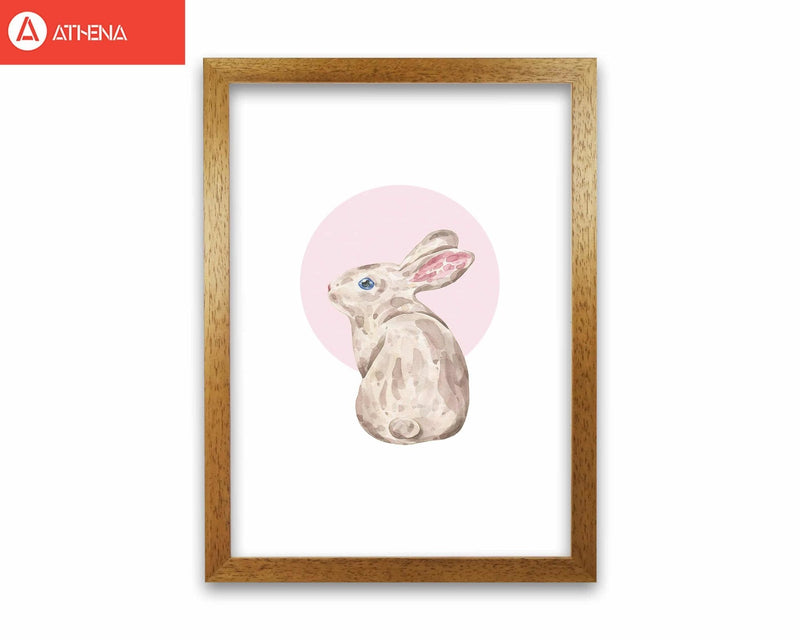 Watercolour bunny with pink circle modern fine art print