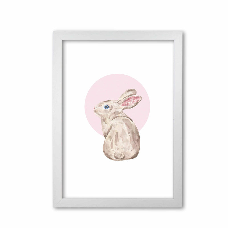 Watercolour bunny with pink circle modern fine art print