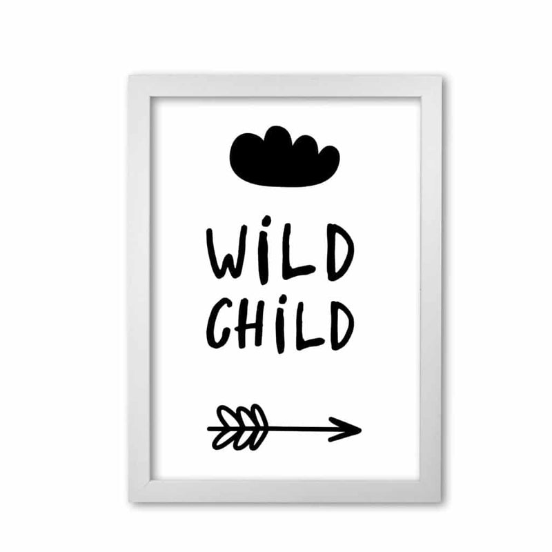 Wild child black modern fine art print, framed childrens nursey wall art poster