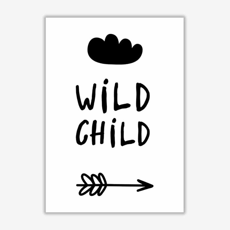 Wild child black modern fine art print, framed childrens nursey wall art poster