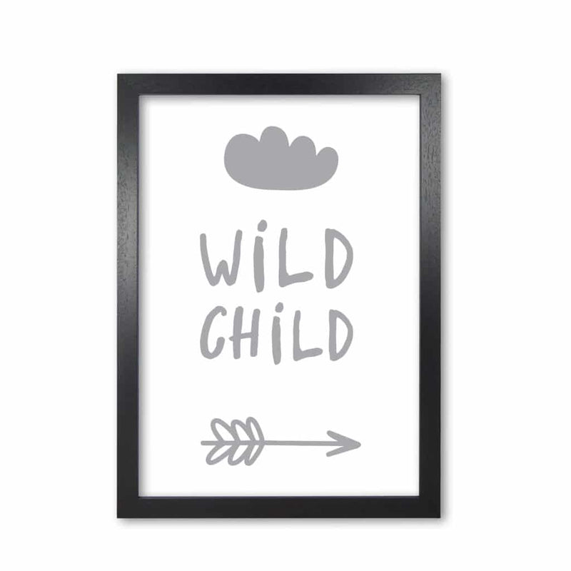 Wild child grey modern fine art print, framed childrens nursey wall art poster