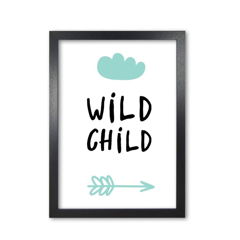 Wild child mint and black modern fine art print, framed childrens nursey wall art poster