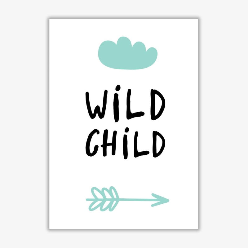 Wild child mint and black modern fine art print, framed childrens nursey wall art poster
