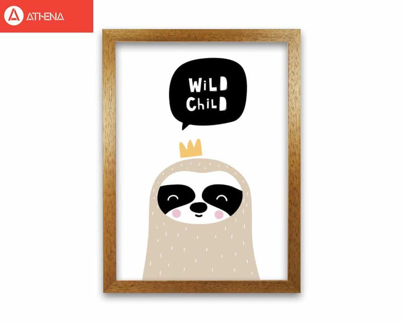 Wild child sloth modern fine art print, framed childrens nursey wall art poster