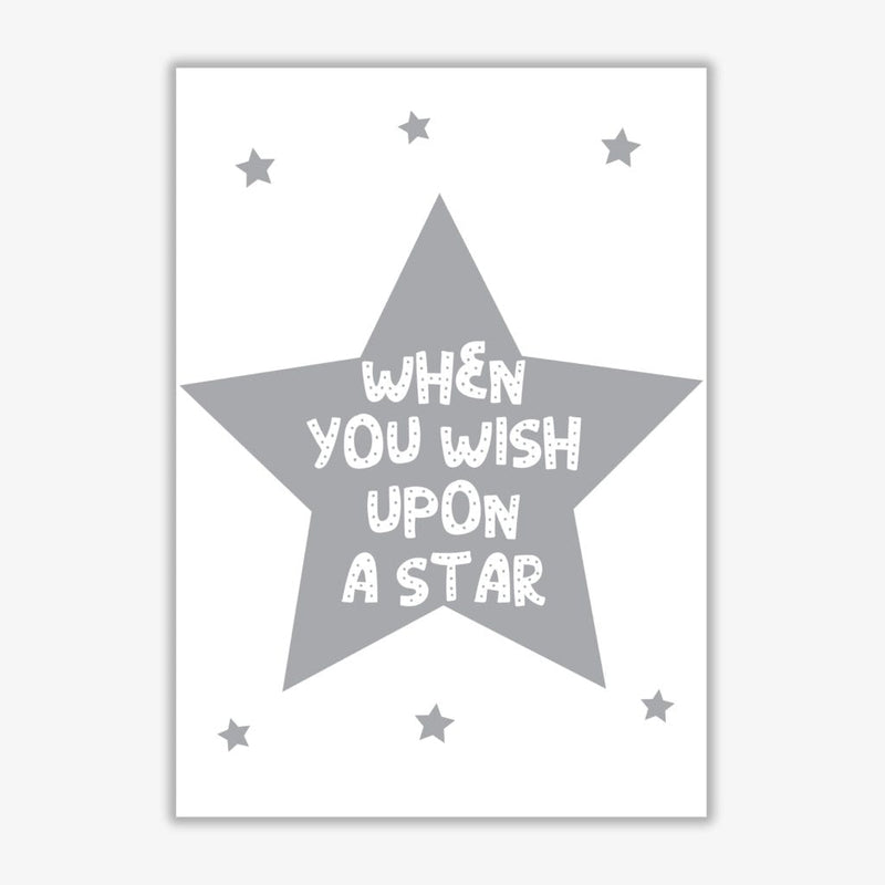 Wish upon a star grey modern fine art print, framed childrens nursey wall art poster