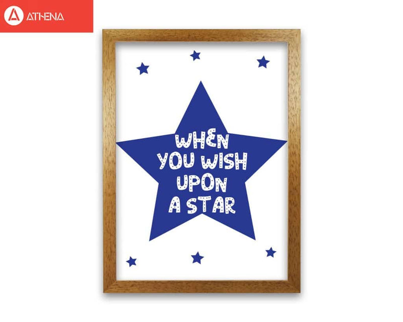 Wish upon a star navy modern fine art print, framed childrens nursey wall art poster