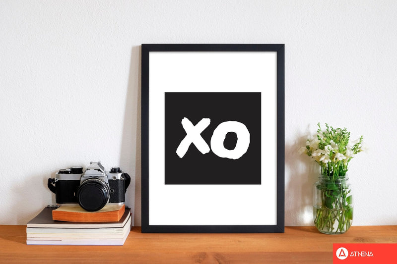 Xo black square modern fine art print