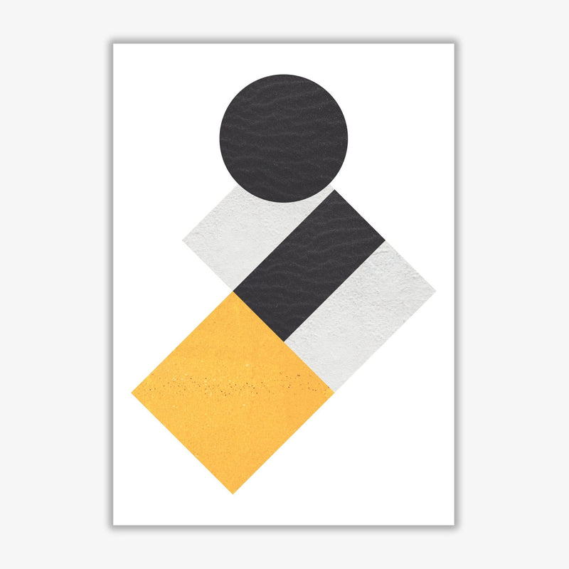 Yellow and black abstract circles and squares modern fine art print