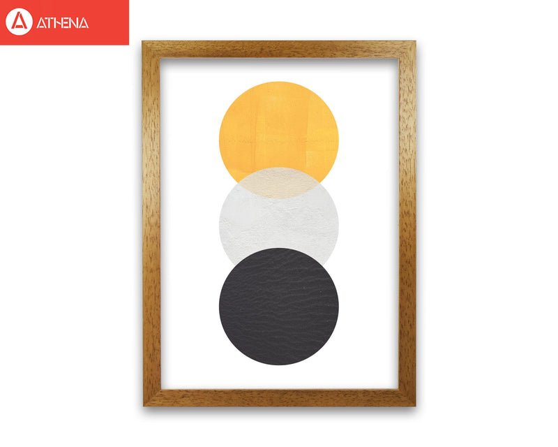 Yellow and black abstract circles modern fine art print