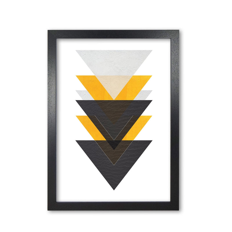 Yellow and black abstract triangles modern fine art print