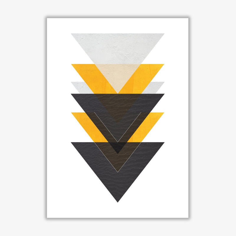Yellow and black abstract triangles modern fine art print