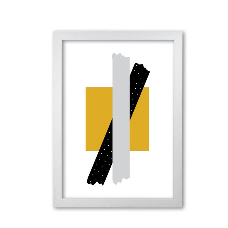 Yellow square with grey and black bow abstract modern fine art print