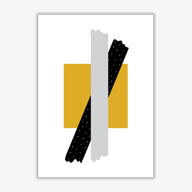 Yellow square with grey and black bow abstract modern fine art print