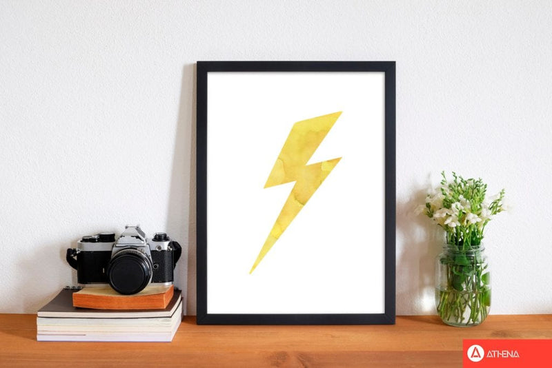 Yellow thunderbolt watercolour modern fine art print